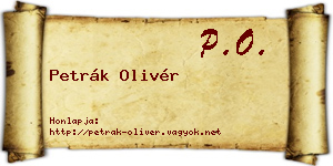 Petrák Olivér névjegykártya