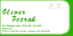 oliver petrak business card