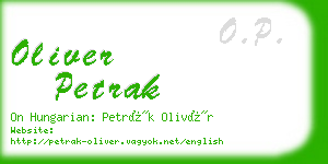 oliver petrak business card